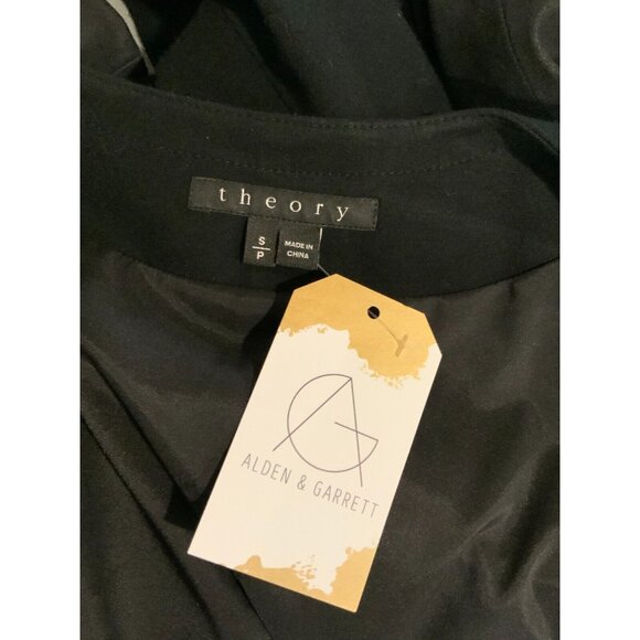 Theory Yaisa Pryor Black Open Front Shoulder Zipper Leather Sleeve Jacket Size S - Picture 6 of 6